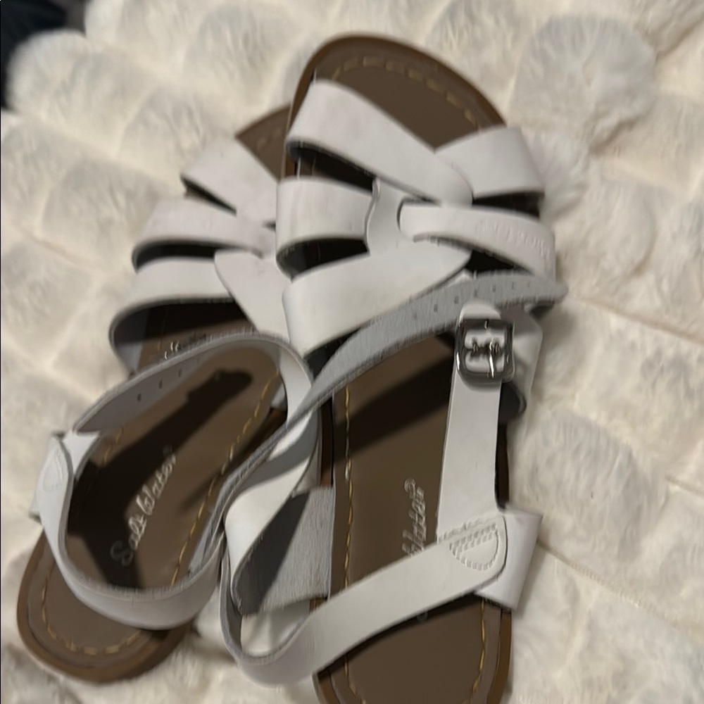 Saltwater sandals! New, only worn a couple times. White Leather Sandals